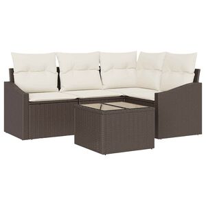 vidaXL Sofa S&aelig;t med pude 5 pcs Brun polyrattan