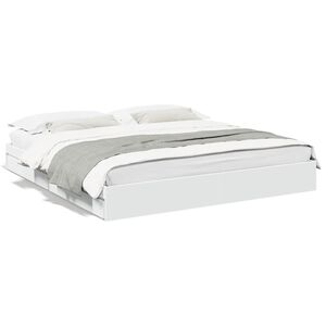 vidaXL sengeramme med skuffer 200x200 cm konstrueret tr&aelig; hvid