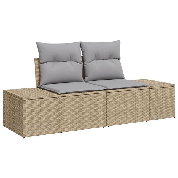 vidaXL Havesofa S&aelig;t med pude med opbevaring 8 pcs Beige Poly rattan