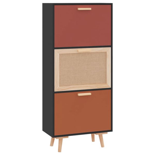 vidaXL skoskab 52x25x120 cm konstrueret tr&aelig; sort