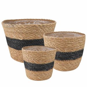 vidaXL 3 stk. Naturfarvet og sort &Oslash;26 x 19 cm 100% S&oslash;gr&aelig;s