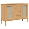 vidaXL sk&aelig;nk SENJA 112x40x80 cm rattan-look massivt fyrretr&aelig; brun