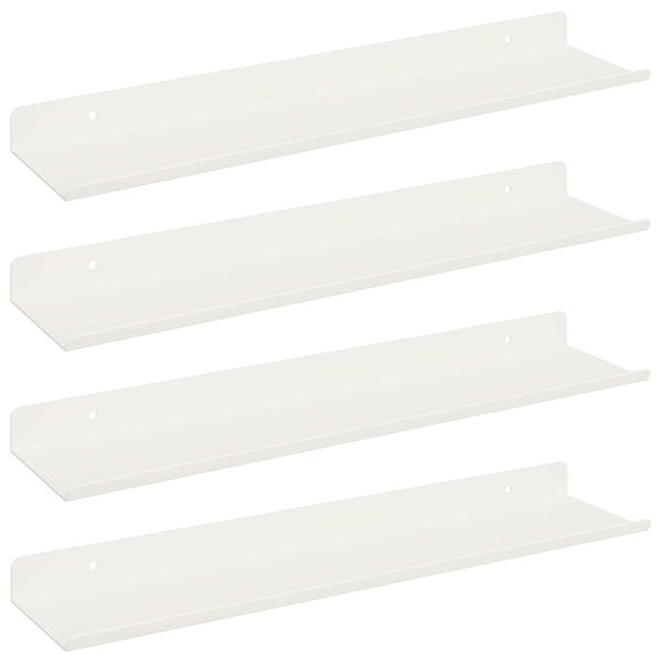 vidaXL Sv&aelig;vende hylde V&aelig;gmonteret 4 pcs Hvid 40 x 9 x 2,5 cm St&aring;l