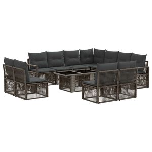 vidaXL Havesofa S&aelig;t 12 stk. Gr&aring; og M&oslash;rkegr&aring; polyrattan