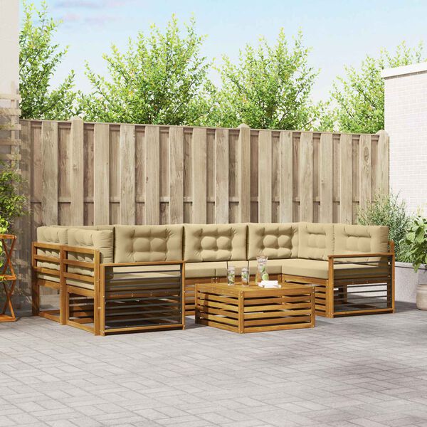 vidaXL Udend&oslash;rs sofagruppe med pude 8 pcs Naturlig og Beige