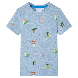 vidaXL T-shirt til b&oslash;rn str. 104 bl&aring;meleret