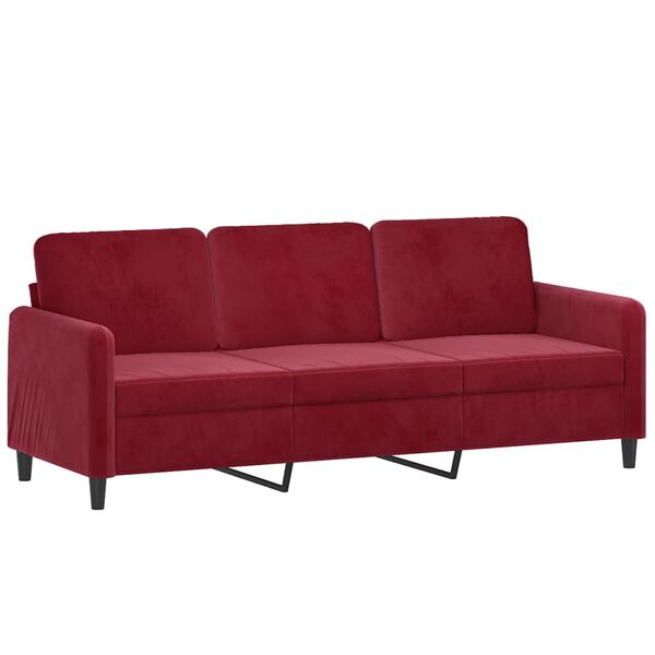 vidaXL 3-personers sofa med fodskammel 180 cm velour vinr&oslash;d