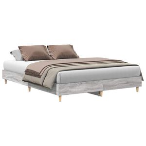 vidaXL sengestel uden madras 150x200 cm konstrueret tr&aelig; gr&aring; sonoma-eg