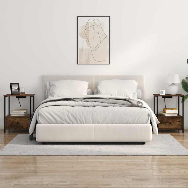 vidaXL Natskab med skuffe R&oslash;get eg 42 x 41 x 56 cm Konstrueret tr&aelig;