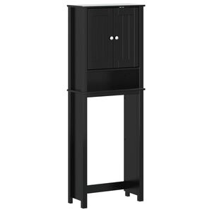 vidaXL opbevaringsskab til toilet BERG 60x27x164,5 cm massivt tr&aelig; sort