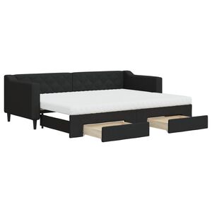 vidaXL daybed med udtr&aelig;k og skuffer 80x200 cm stof sort