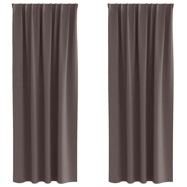 vidaXL M&oslash;rkl&aelig;gningsgardiner med ringe 2 pcs M&oslash;rk Brun 225 x 140 cm