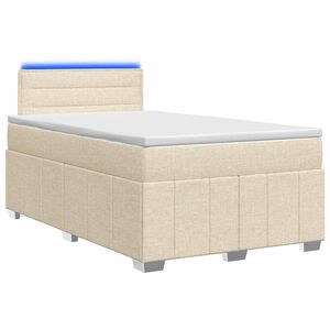 vidaXL Boxmadras med topmadras Cremefarvet 120 x 200 cm Stof