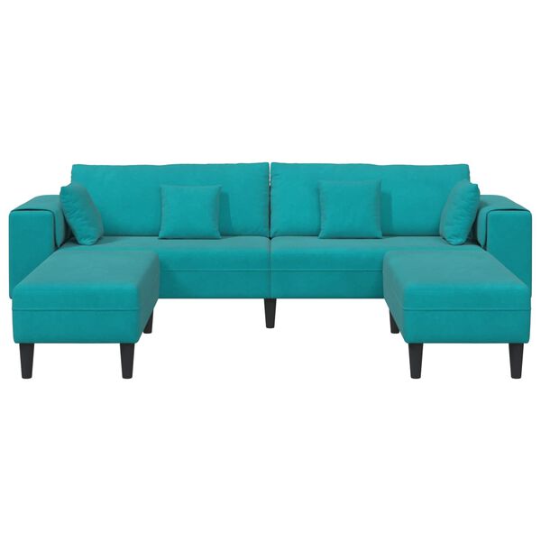 vidaXL Sofa med pude 3 pcs Turkis Fl&oslash;jl