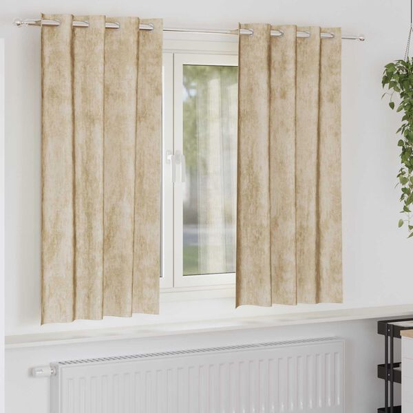vidaXL Velour Gardiner med gardiner 2 pcs Creme 175 x 140 cm Fl&oslash;jl