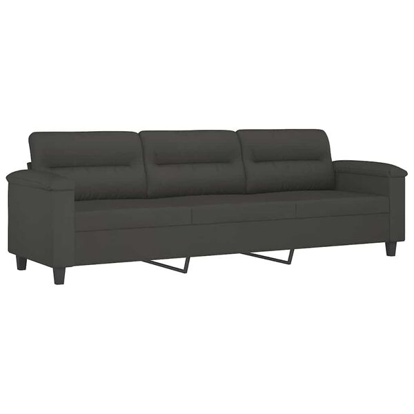 vidaXL 3-personers sofa m. puder hynder 210 cm mikrofiberstof m&oslash;rkegr&aring;