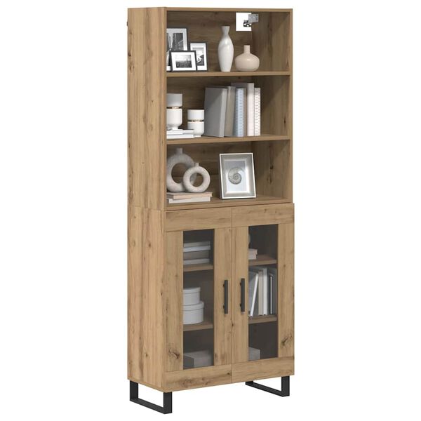 vidaXL Highboard Artisan Egetr&aelig; 69,5 x 34 x 180 cm Konstrueret tr&aelig;