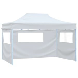 vidaXL festtelt med 3 v&aelig;gge 291x413x315 cm foldbart hvid