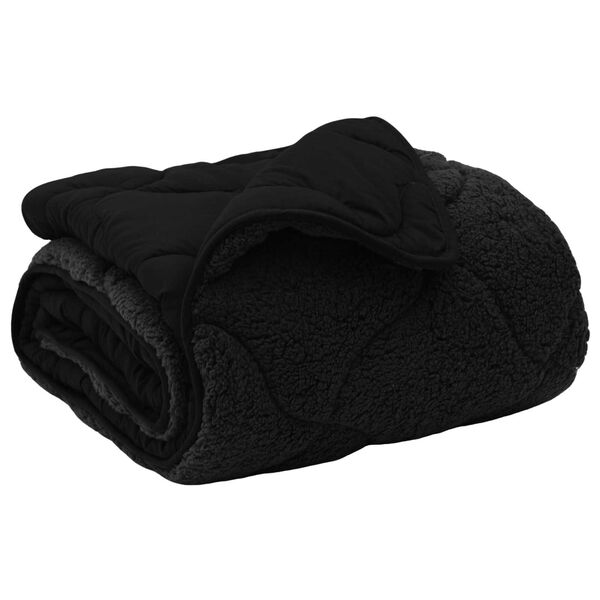 vidaXL Hel&aring;rs dyne Sort 155 x 200 cm Mikrofiber og Teddy fleece