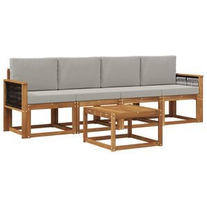 vidaXL Udend&oslash;rs sofagruppe med pude 4 pcs Naturfarvet og lysegr&aring;