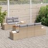vidaXL Havesofa S&aelig;t med pude med opbevaring 6 pcs Beige Poly rattan