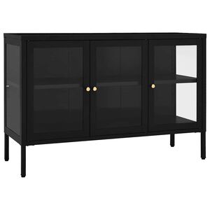 vidaXL sk&aelig;nk 105x35x70 cm st&aring;l og glas sort