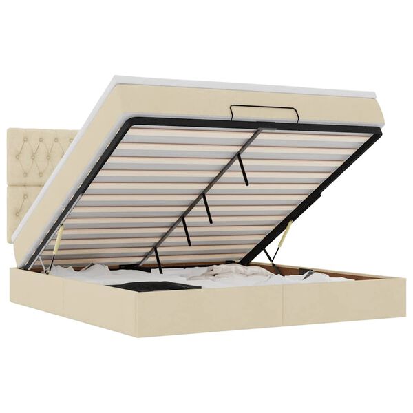 vidaXL osmannisk sengeramme med madras 160x200 cm stof cremefarvet