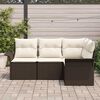vidaXL Havesofa S&aelig;t med pude 4 pcs Brun polyrattan
