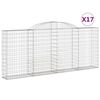vidaXL buede gabionkurve 17 stk. 300x30x120/140 cm galvaniseret jern