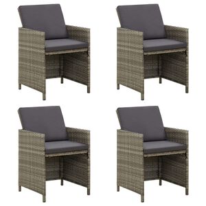 vidaXL havestole med hynder 4 stk. polyrattan gr&aring;