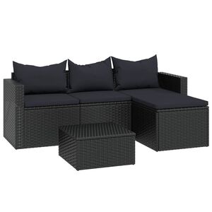vidaXL lounges&aelig;t til haven polyrattan sort