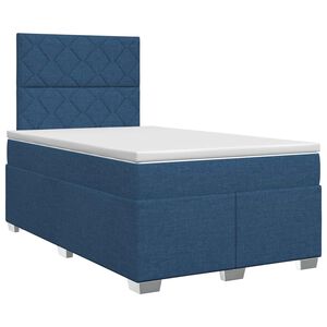 vidaXL Boxmadras med topmadras med hovedg&aelig;rde Bl&aring; 120 x 190 cm Stof