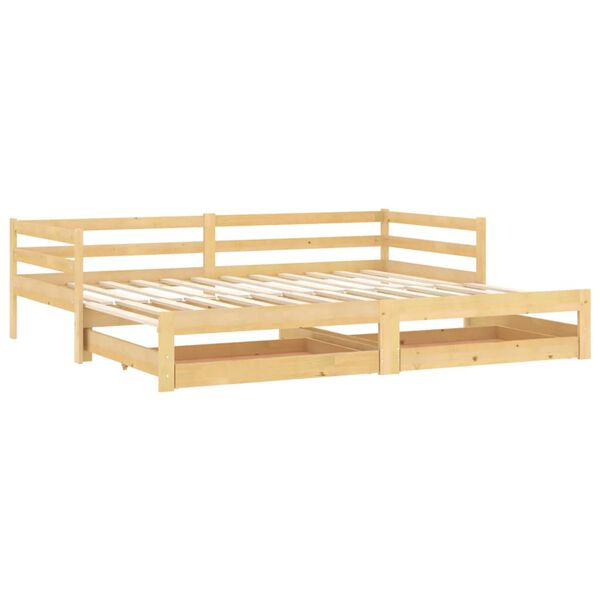 vidaXL daybed med udtræk 2x(90x200) cm massivt fyrretræ