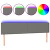 vidaXL sengegavl med LED-lys 200x5x78/88 cm stof m&oslash;rkegr&aring;