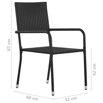 vidaXL udendørs spisebordsstole 6 stk. polyrattan sort