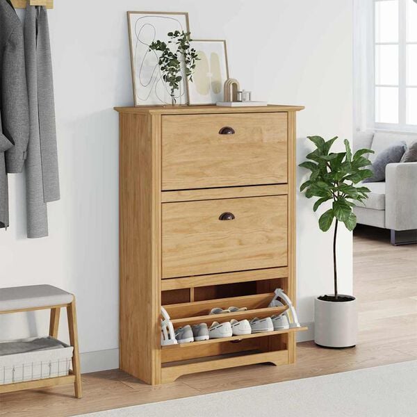 vidaXL Skostativ BODO Honningbrun 80 x 35 x 118 cm Konstrueret tr&aelig;