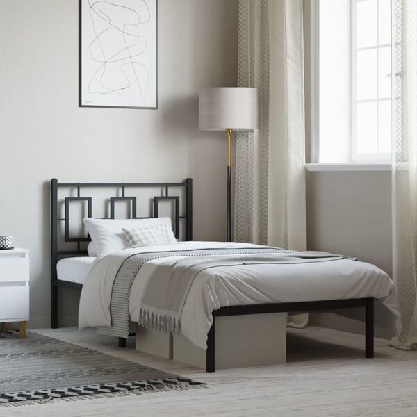 vidaXL sengeramme med sengegavl 90x190 cm metal sort