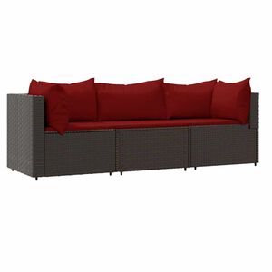 vidaXL lounges&aelig;t til haven 3 dele med hynder polyrattan brun