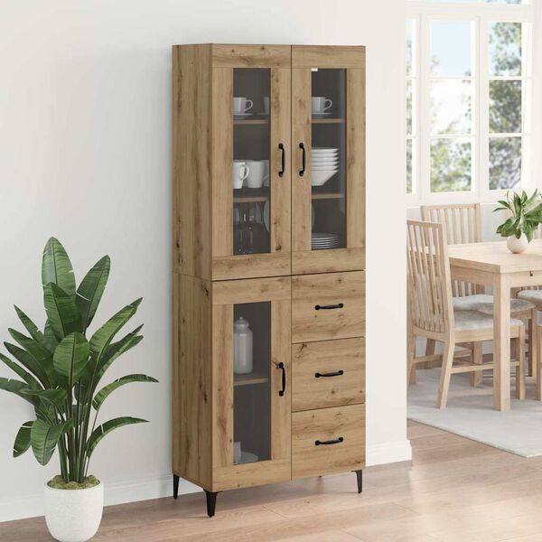 vidaXL Highboard Artisan Egetr&aelig; 69,5 x 34 x 180 cm Konstrueret tr&aelig;