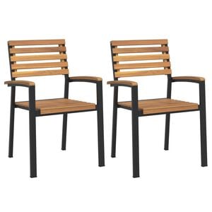 vidaXL havestole 2 stk. stabelbare massivt akacietr&aelig; og metal