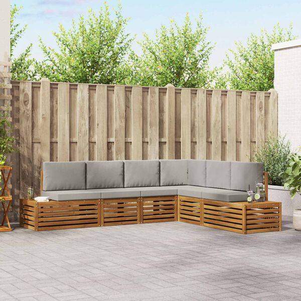 vidaXL Udend&oslash;rs sofagruppe med pude 6 Stk Naturlig og Lys Gr&aring;