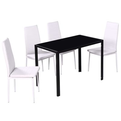 vidaXL spisebordssæt 5 dele sort og hvid