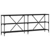 vidaXL Konsolbord med hylde Sort eg 200 x 30 x 75 cm Konstrueret træ