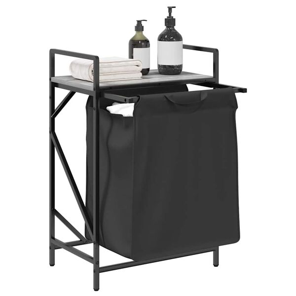 vidaXL vasketøjskurv 1 rum med hylde grå sonoma-eg