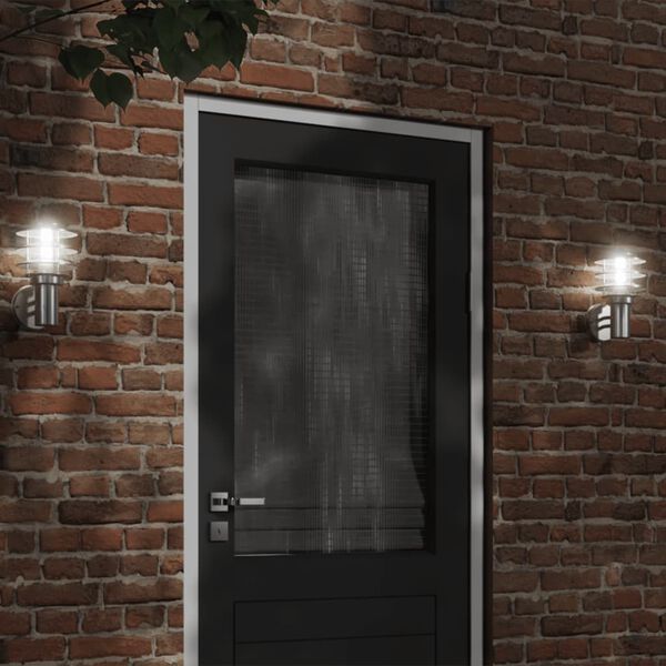 vidaXL udendørs væglamper 2 stk. rustfrit stål sølvfarvet