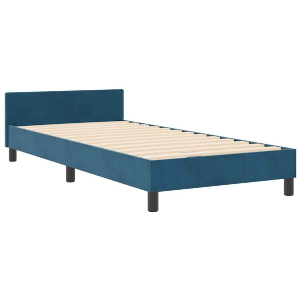 vidaXL Box spring seng med hovedg&aelig;rde M&oslash;rk bl&aring; 90 x 190 cm Fl&oslash;jl