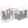 vidaXL spisebordss&aelig;t til haven 7 dele med hynder polyrattan sort