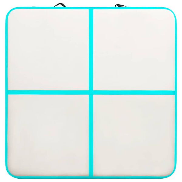 vidaXL oppustelig gymnastikm&aring;tte m. pumpe 200x200x15 cm PVC gr&oslash;n