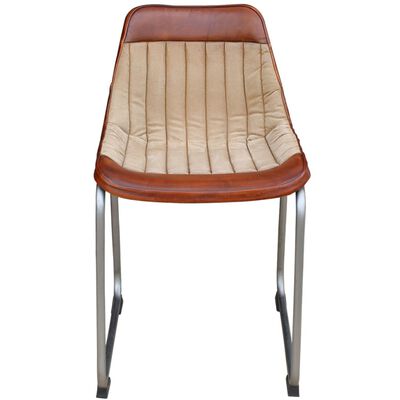 vidaXL spisebordsstole 2 stk. ægte læder og kanvas brun og beige
