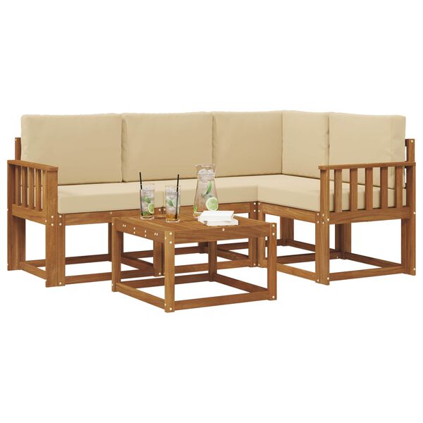 vidaXL Udend&oslash;rs sofagruppe med pude 5 pcs Naturlig og Beige